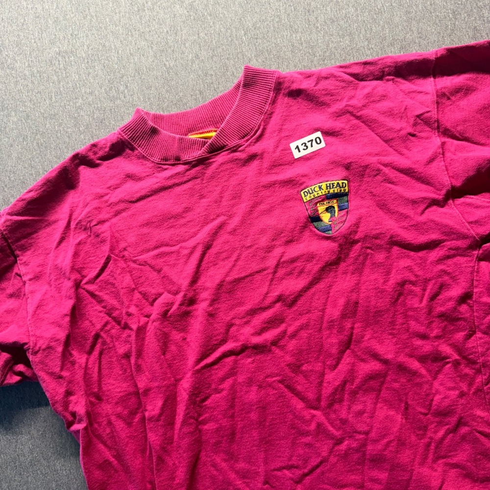Vintage Duck Head Sport Country Club Magenta Pink T-Shirt Mens Medium 90s Preppy